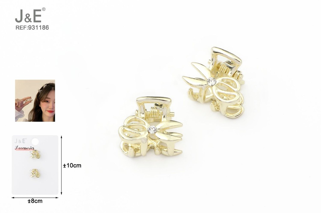 [12u/cx]Pinza de garra con detalles de diamante, 2 piezas