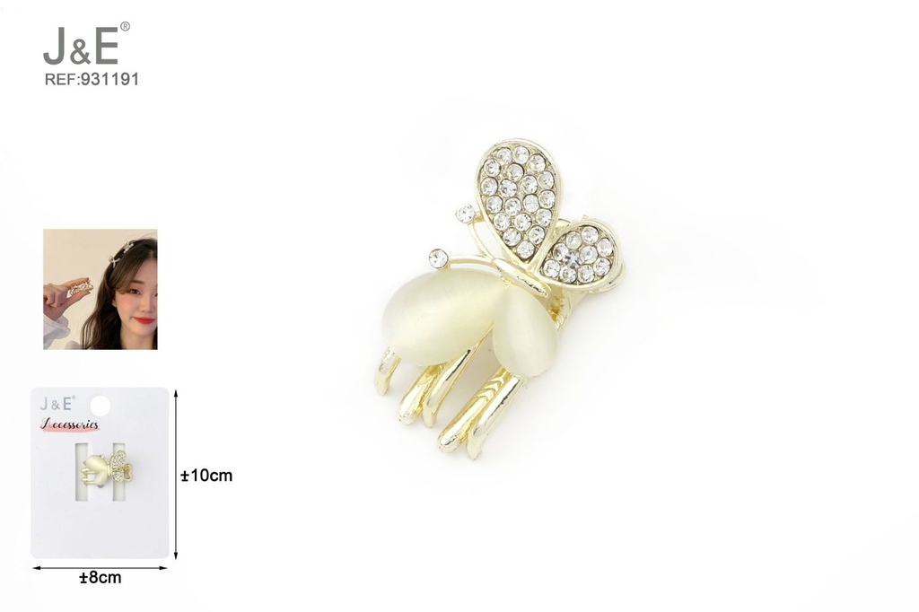 [12u/cx]Pinza con mariposa y pedrería en media ala