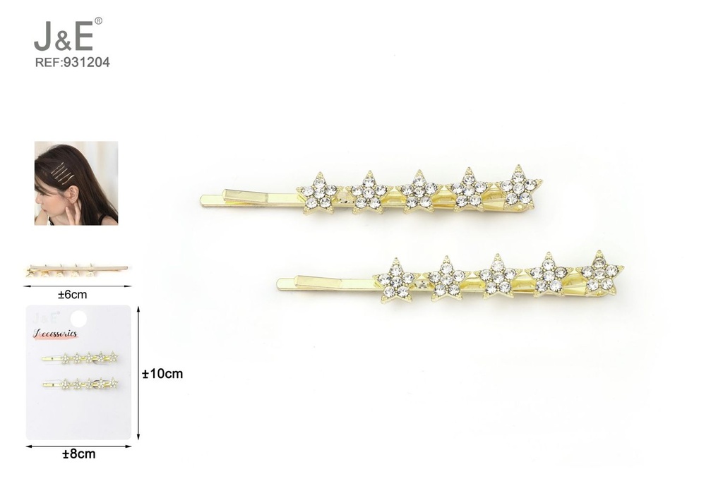 [12u/cx]Set de horquillas con cinco estrellas, 2 piezas