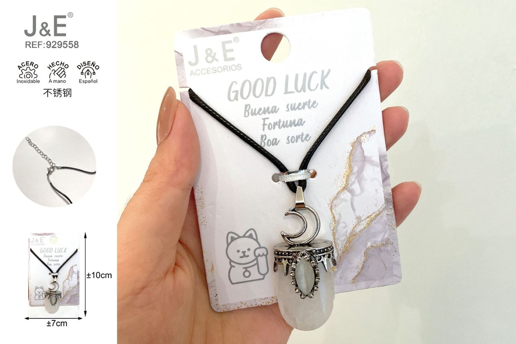 [12u/cx]Colgante ovalado con soporte de aleación luna y estrella 2x4.5 cm, cristal blanco