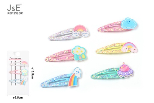 [932061] [12u/cx]Set de 3 Broches BB de 5cm - Diseño de dibujos animados coloridos