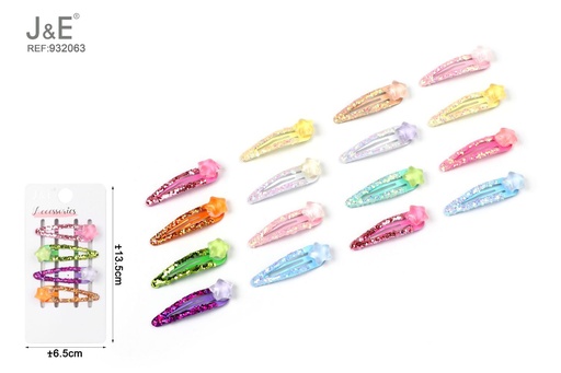[932063] [12u/cx]Set de 4 Broches BB de 5cm - Diseño de estrella de gelatina en colores variados