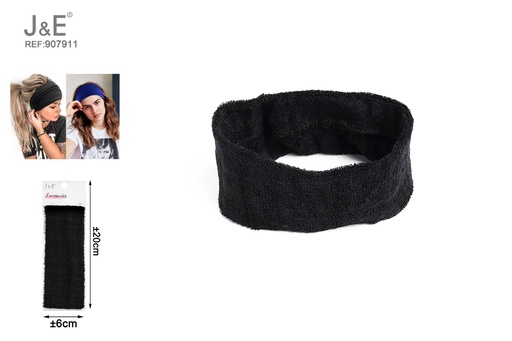 [907911] [12u/cx]Diadema de toalla negra 6cm - Estilo estándar