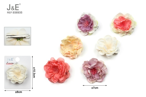 [936935] [12u/cx]Pinza de pico de pato con flor de peonía bicolor