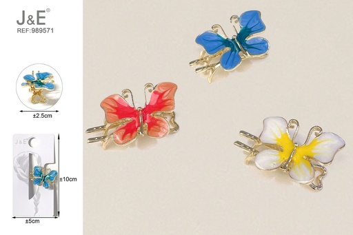 [989571] [12u/cx]Pinza de pelo de mariposa esmaltada 3 cm