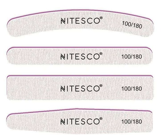 [AIMI-2307] [25u/cx] Lixa de unha cinza-branca – Forma curva 1,6MM núcleo violeta, fundo de papel de lixa amarelo