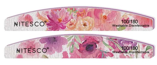 [AIMI-2326] [25u/cx] Lixa de unha cinza-branca – Semicircular série flores 1,6MM núcleo violeta, fundo de papel de lixa amarelo