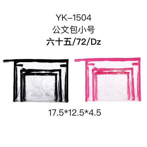 [YK - 1504] [12u/cx]Estuche de PVC transparente tipo maletín pequeño Negro