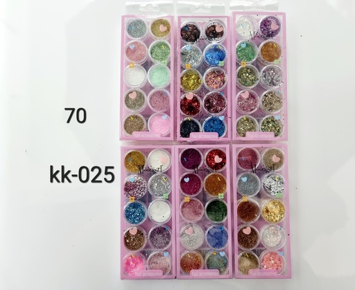 [KK-024] [12u/cx]Decoración de uñas 10 piezas color dorado y plateado