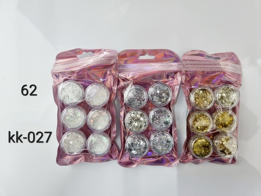 [KK-027] [12u/cx]Decoración de uñas 6 piezas botellas de diamante dorado y plateado