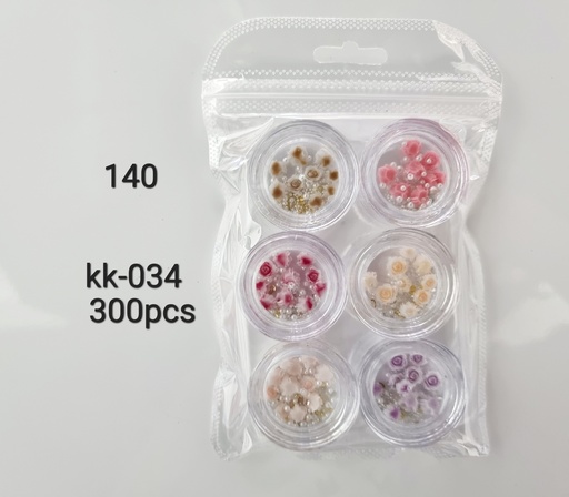 [KK-034] [12u/cx]Decoración de uñas 6 piezas rosas y bolas de acero selección de 6 colores