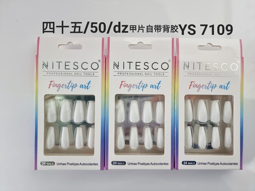 [YS-7109] [12u/cx]Uñas postizas 69 piezas - Modelo E137 color blanco porcelana