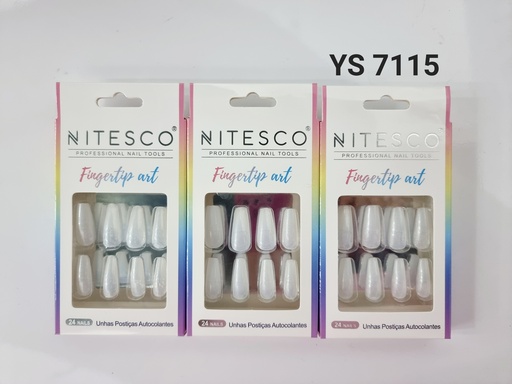[YS-7115] [12u/cx]Uñas postizas 69 piezas - Modelo E44 color perla