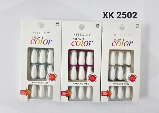 [XKQ-2502] [12u/cx]Uñas postizas 24 piezas 0074 (Forma ballet medio) color sólido