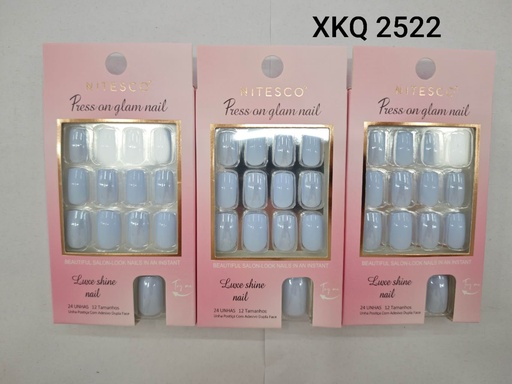 [XKQ-2522] [12u/cx]Uñas postizas 24 piezas 0063 (Forma cuadrada) esmalte fosforescente