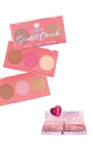 [FY013] TRIO CONTORNO BLUSH ILUMINADOR SCULP CHEEK 12UNIDADES