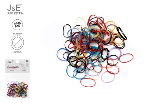 [927134] [24u/cx]Set de ligas finas pequeñas tonos oscuros multicolor ±160 piezas