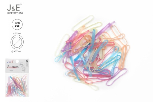 [925157] [24u/cx]Set de ligas grandes en colores pastel claro ±60 piezas