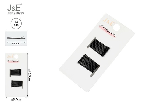 [918293] [24u/cx]Set de pinzas paralelas 3.8 cm negras 24 piezas
