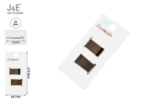 [918294] [24u/cx]Set de pinzas paralelas 3.8 cm color marrón claro 24 piezas