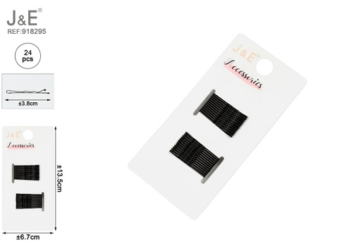 [918295] [24u/cx]Set de pinzas onduladas 3.8 cm negras 24 piezas