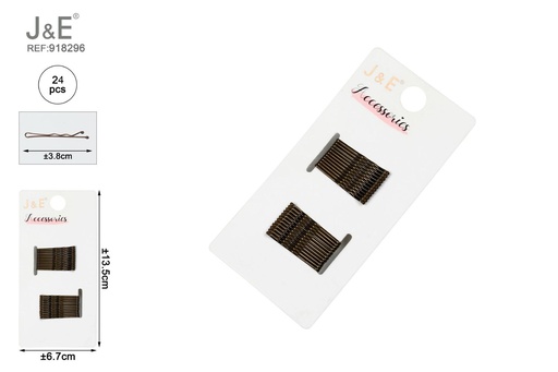 [918296] [24u/cx]Set de pinzas onduladas 3.8 cm color marrón claro 24 piezas