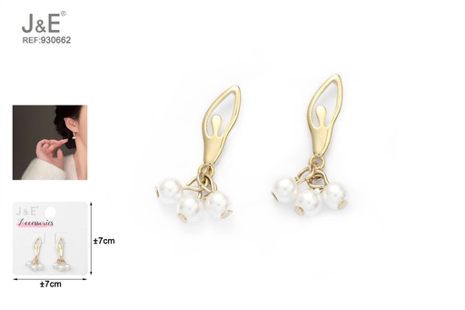 [930662] [6u/cx]Pendientes electrochapados en oro verdadero de 14K