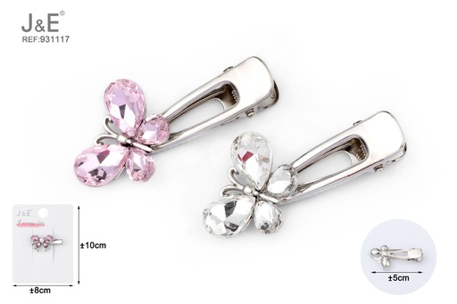 [931117] [12u/cx]Pinza en forma de gota y mariposa de vidrio