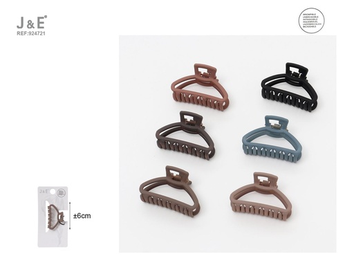 [924721] [12u/cx]Pinza de garra de 6.0cm - Esmalte elástico en 6 colores oscuros, modelo 6260