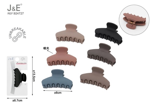 [924727] [12u/cx]Pinza de garra de 6.0cm - Esmalte elástico en 6 colores oscuros, modelo 6257