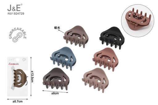 [924729] [12u/cx]Pinza de garra de 6.0cm - Esmalte elástico en 6 colores oscuros, modelo 6162