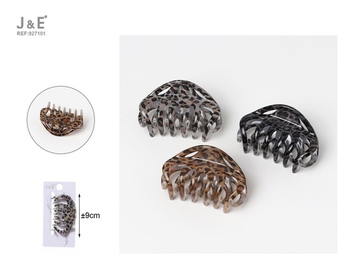[927101] [12u/cx]Pinza de garra de 9.0cm - Patrón de leopardo en 3 colores