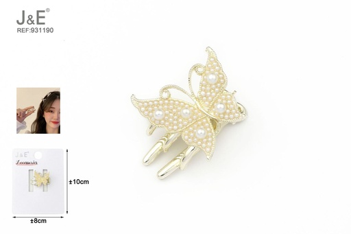 [931190] [12u/cx]Pinza en forma de mariposa con perlas